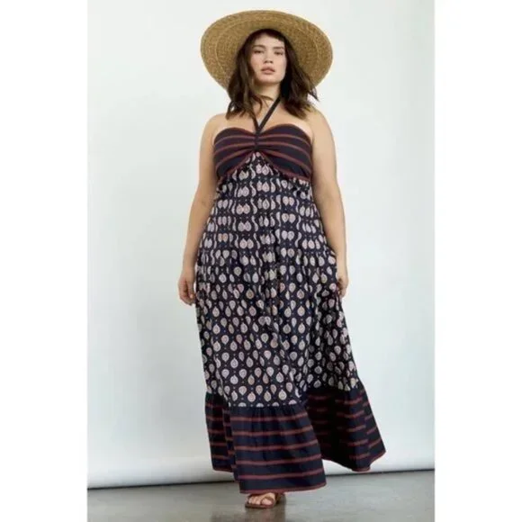 NWOT Anthropologie Zosime Halter Maxi Dress Boho 100% Cotton (Plus Size 18W) - Picture 1 of 11